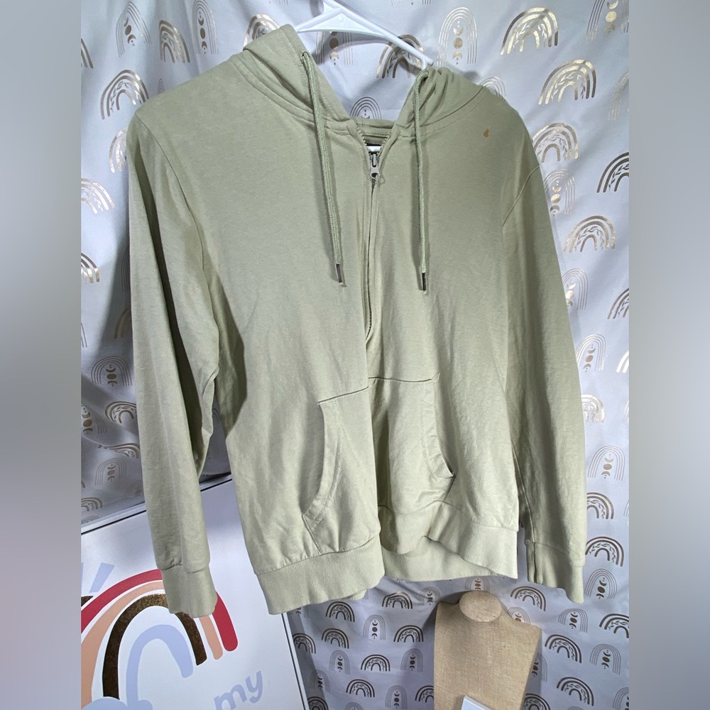 H&M Light Green Zip-Up Hoodie Sweater